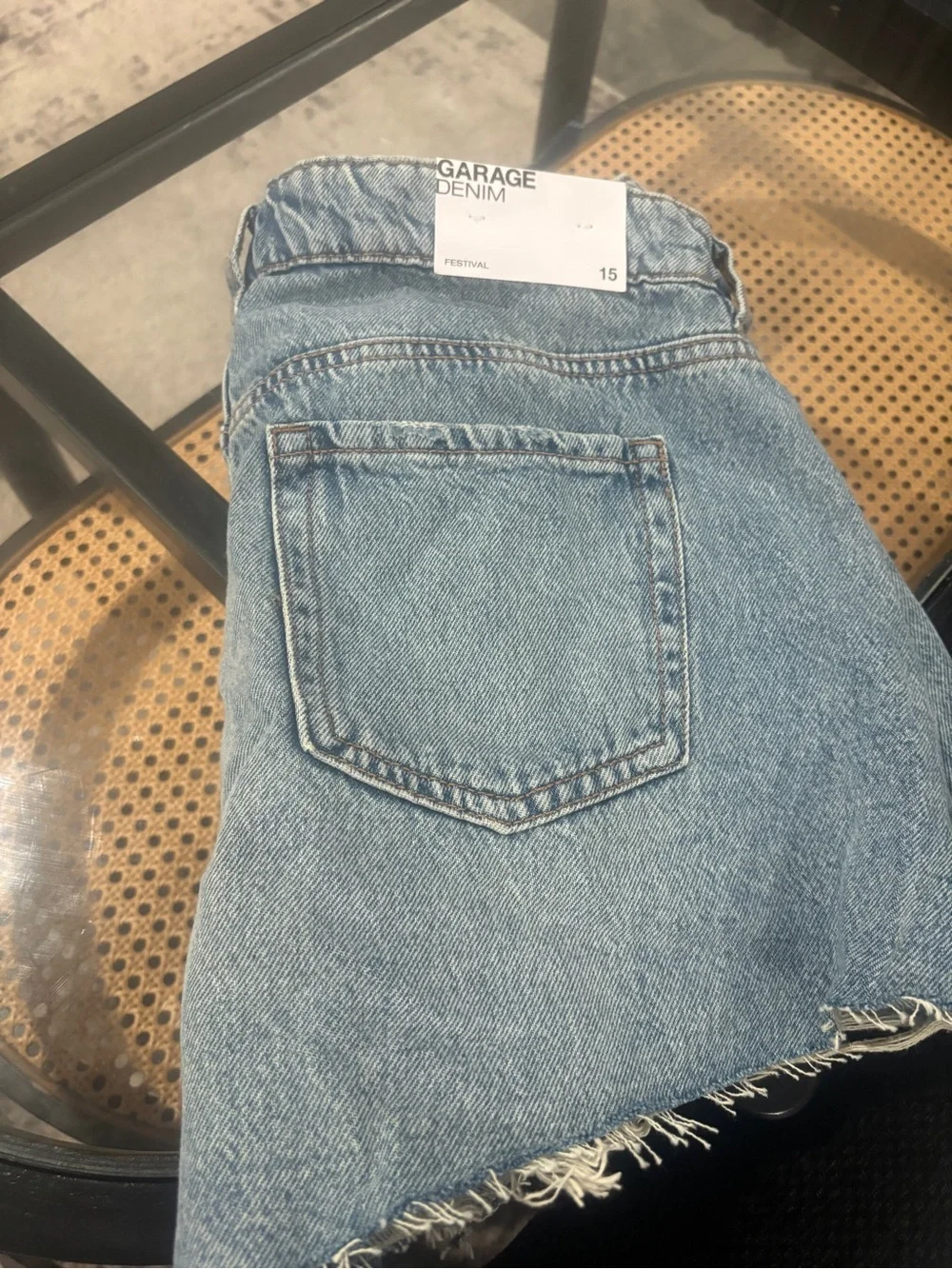Garage Light Blue Distressed Denim Shorts